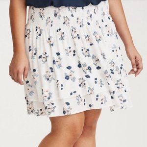 torrid floral print smocked mini skater skirt